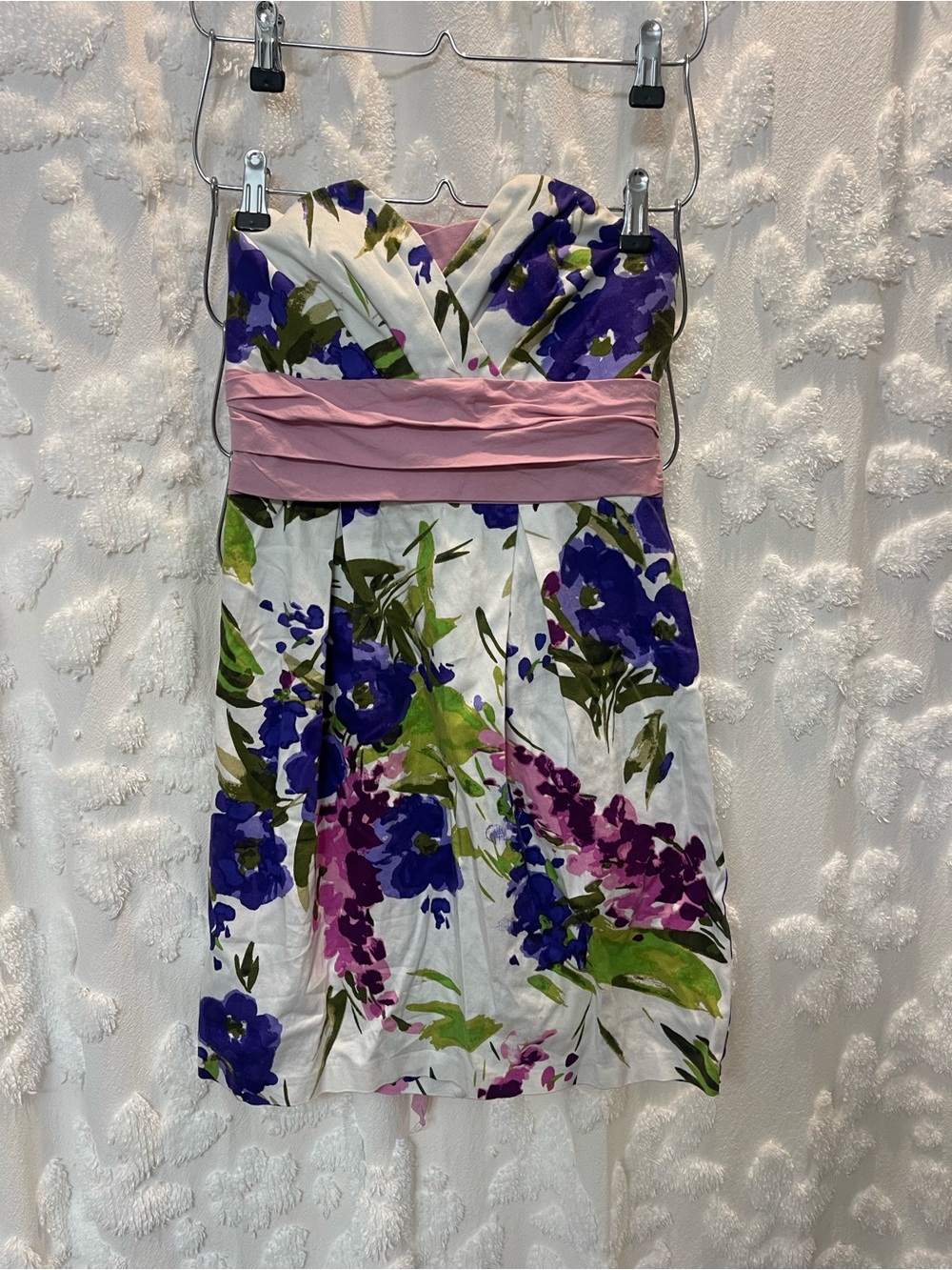 Trixxi floral print mini dress with pink waistband